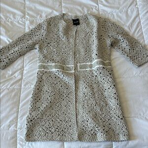 NIC + ZOE Silver Sparkly Embroidered Cardigan Size S